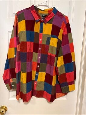 LANDS' END Multicolor Patchwork Button-Down Shirt